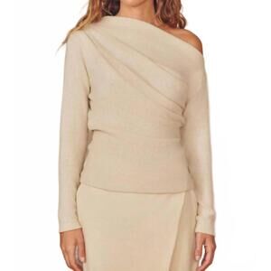 NEW COSSAC fine knit drape top in oat